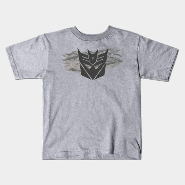 Starscream-Decepticon logo on ABU Tiger Stripes Kids T-Shirt by Ironmatter